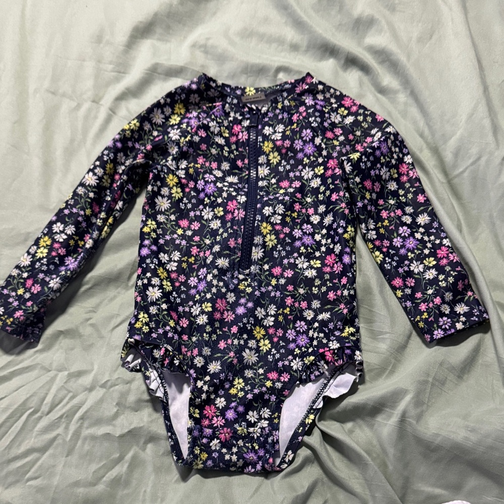Old Navy Kids Floral One Piece - Navy, Pink, Yellow, White